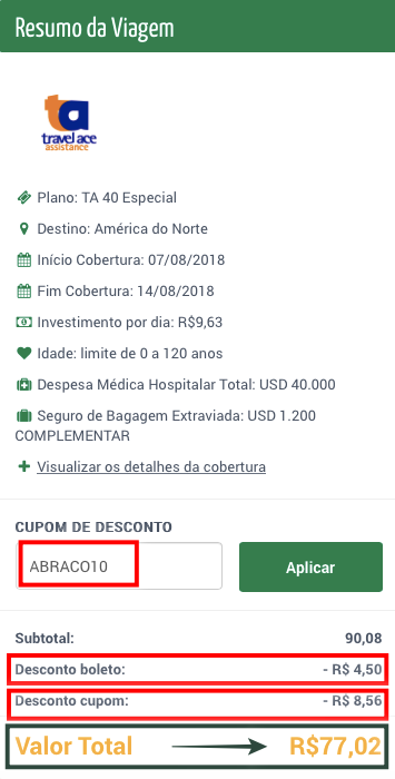 Cupom de desconto Seguro Viagem