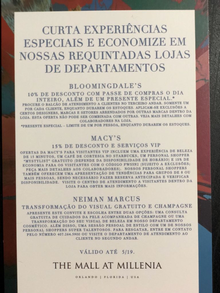 Descontos para o Shopping Millenia Mall 