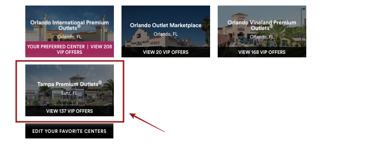 Descontos para o Outlet de Tampa