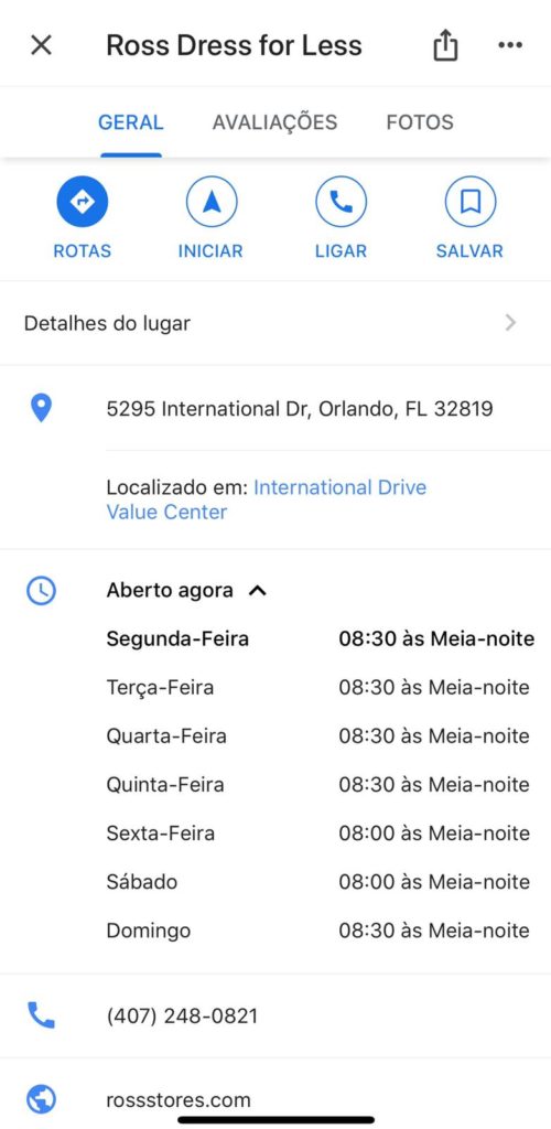 Horarios em Orlando