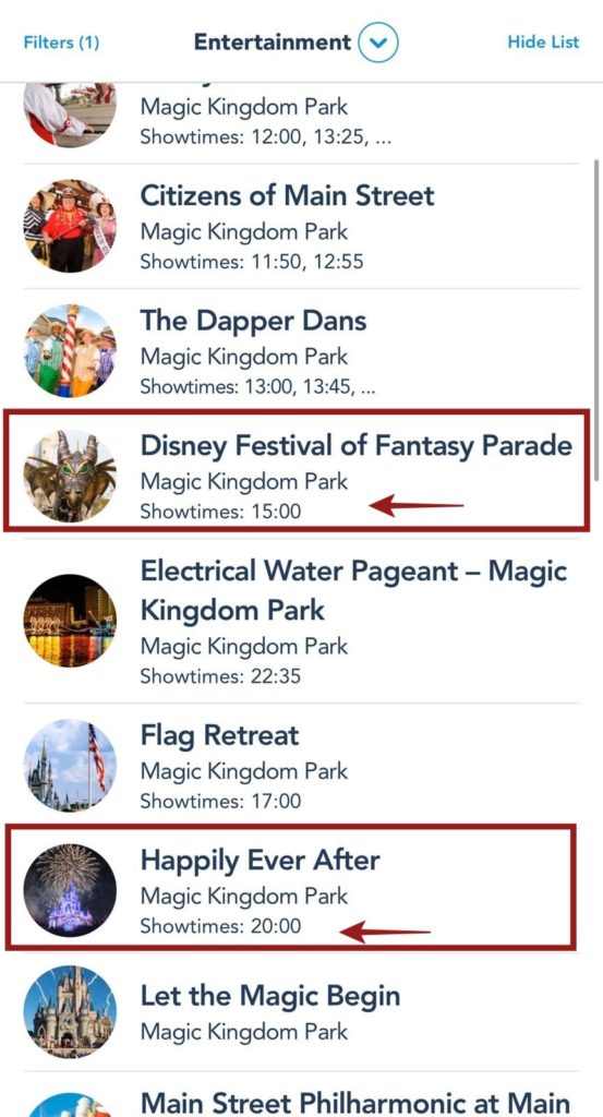 horario atrações magic kingdom
