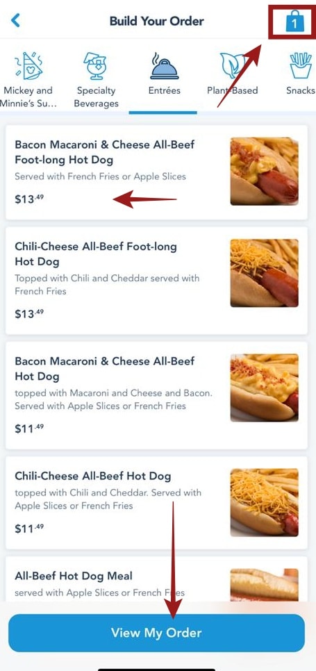 Como pedir comida pelo celular na Disney