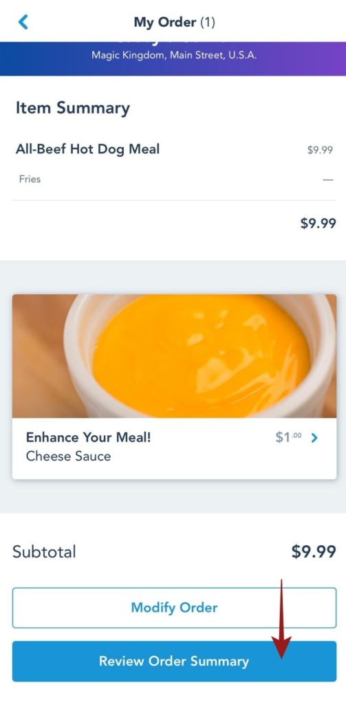 Como pedir comida pelo celular na Disney