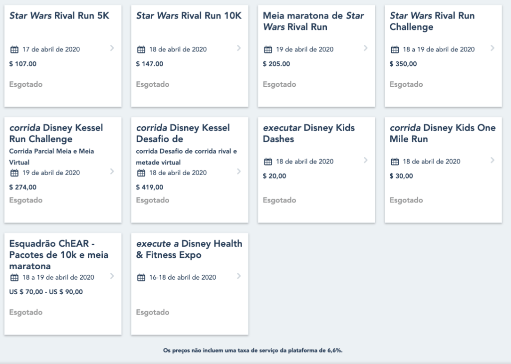 Inscrições das Corridas da Disney de 2021