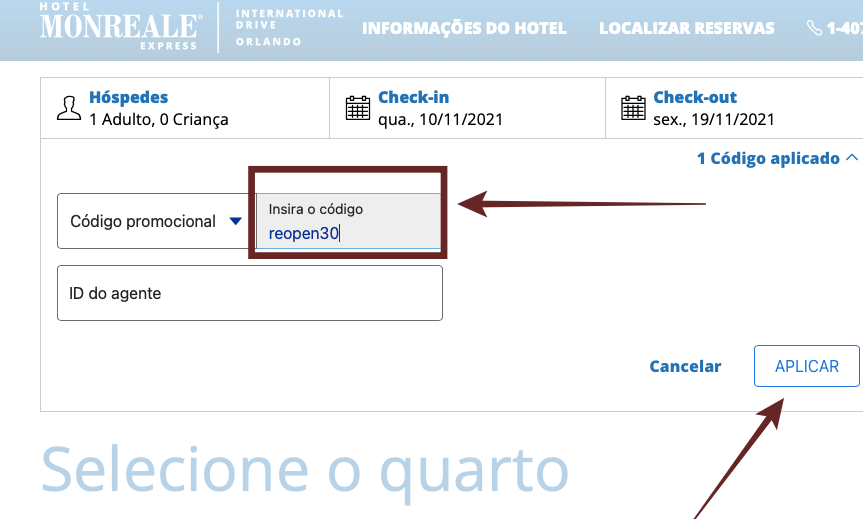 cupom de desconto hotel
