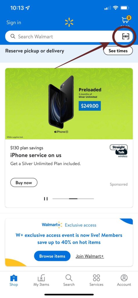 Como usar o scanner do aplicativo Walmart EUA