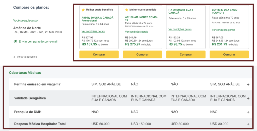 comparação Seguro Viagem para Orlando