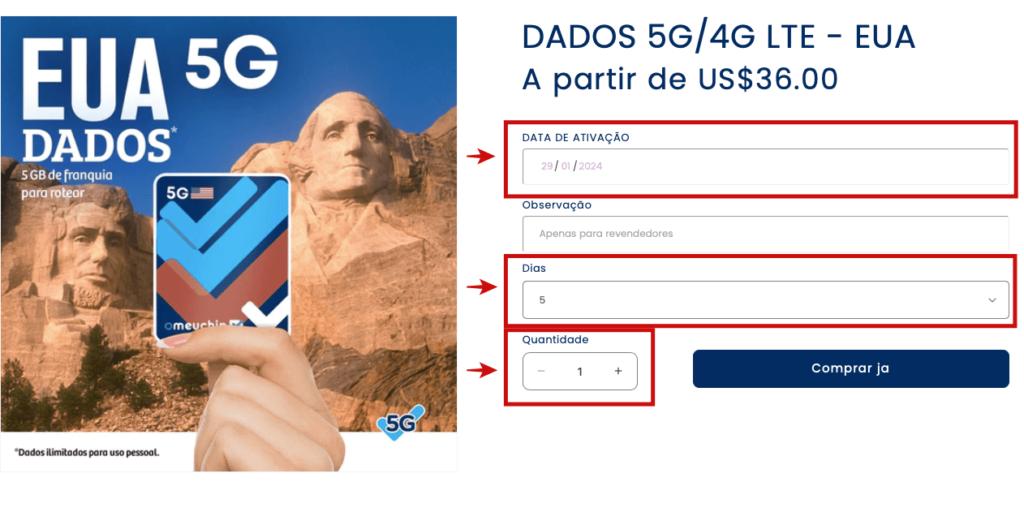 passo a passo para comprar o chip