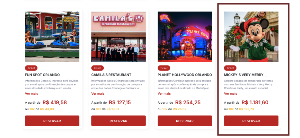 Ingressos para a Festa de Natal da Disney