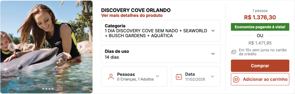 Promoção Discovery Cove