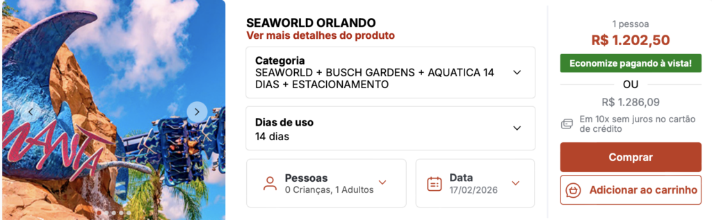 SeaWorld 14 dias promoção