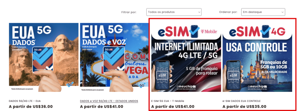 Chip De Internet Internacional para os Estados Unidos