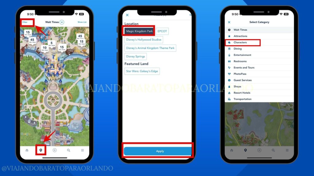 Onde Encontrar os Personagens na Disney