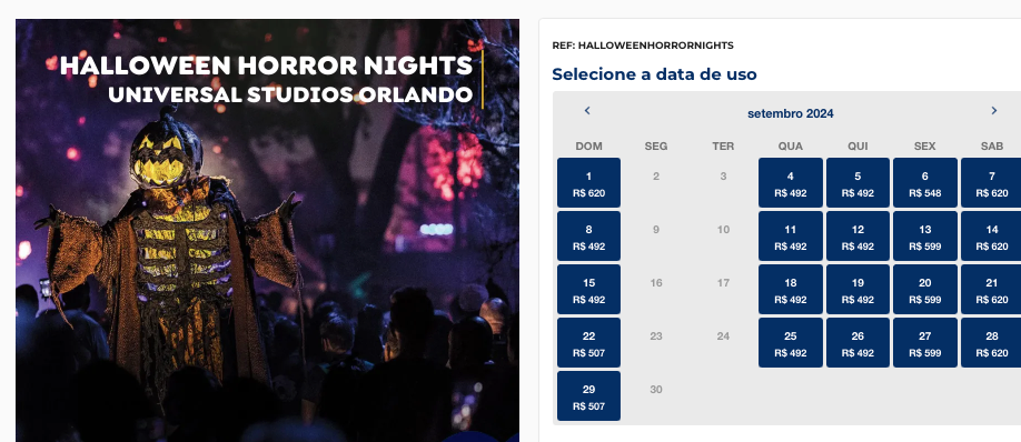 Datas do Halloween da Universa