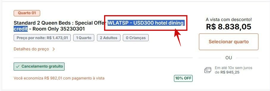 Promoção hotel Universal crédito alimentação