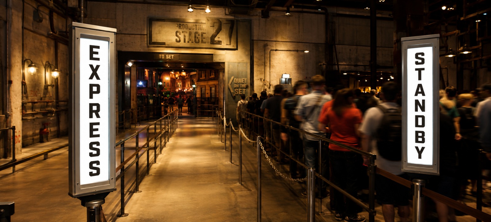 Express Lane Universal Studios Florida mostrando fila exclusiva para Express Pass nas atrações