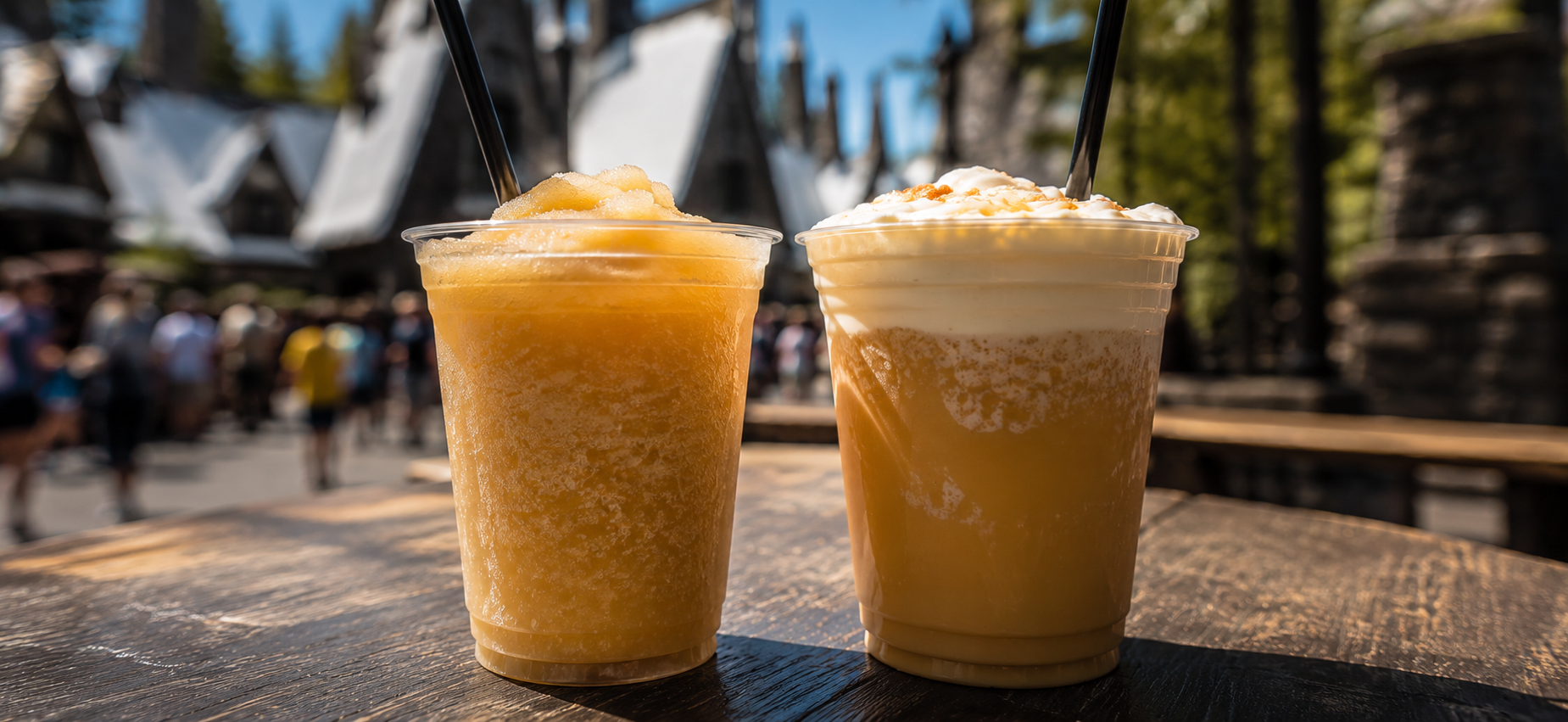 Cerveja amanteigada gelada e frozen servida na Universal Orlando