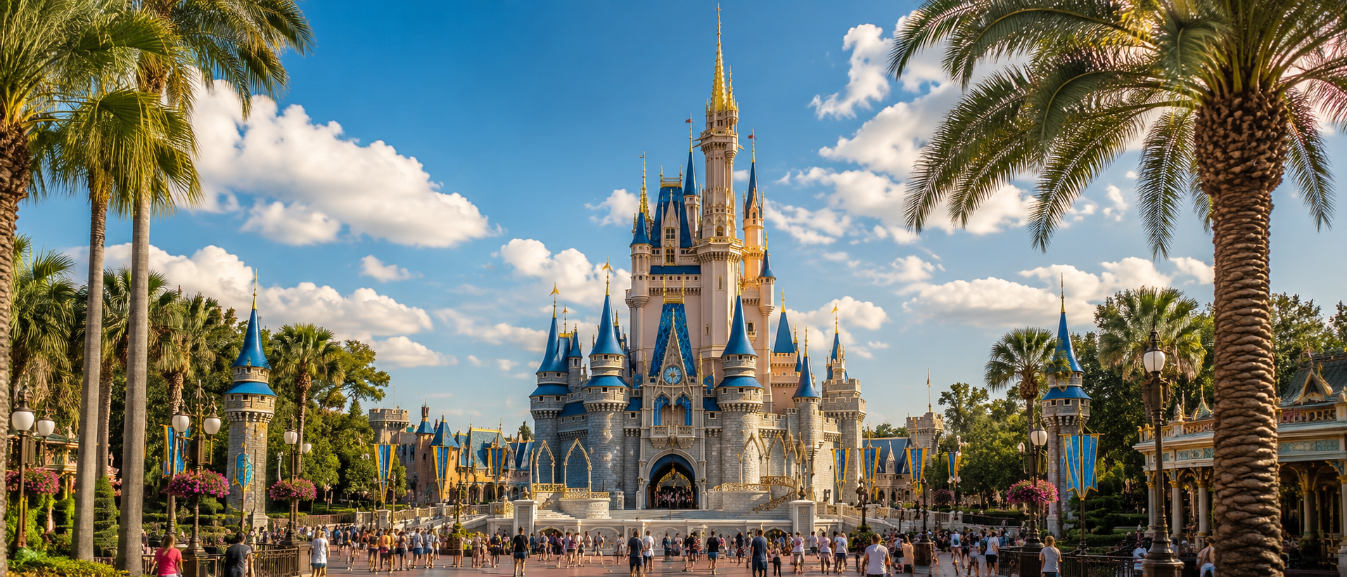 Walt Disney World em Orlando com Cinderella Castle ao fundo
