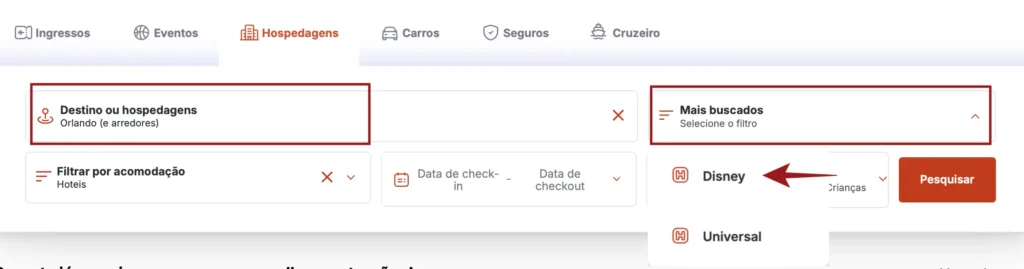 como reservar hotéis da Disney em Orlando pelo site