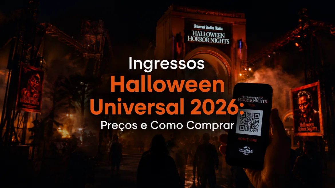 Ingressos Halloween Universal 2026: Preços e Como Comprar Ingressos Halloween Universal: parque de terror à noite no Halloween Horror Nights